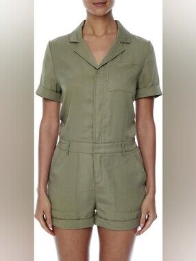 NWT (MSRP $168) LBLC The Label Women's Army Green Mira Shorts Jumpsuit Romper M